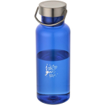 Bouteille en inox 600 ml avec bouchon vissé et poignée couleur bleu roi vue avec impression sérigraphique