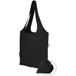 Sac cabas pliable avec cordon coton recyclé 140 g/m² couleur noir