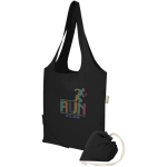 Sac cabas pliable avec cordon coton recyclé 140 g/m² couleur noir