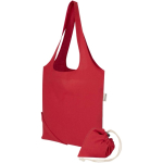 Sac cabas pliable avec cordon coton recyclé 140 g/m² couleur rouge