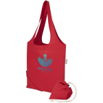 Sac cabas pliable avec cordon coton recyclé 140 g/m² couleur rouge