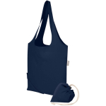 Sac cabas pliable avec cordon coton recyclé 140 g/m² couleur bleu marine