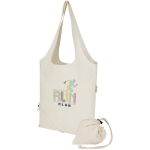 Sac cabas pliable avec cordon coton recyclé 140 g/m² couleur naturel