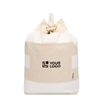 Sac toile en coton recyclé avec anses corde 270 g/m² avec zone d'impression