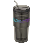 Gobelet double paroi 480 ml avec couvercle rotatif et paille couleur noir