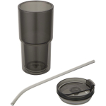 Gobelet double paroi 480 ml avec couvercle rotatif et paille couleur noir deuxième vue