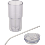 Gobelet double paroi 480 ml avec couvercle rotatif et paille couleur transparent deuxième vue