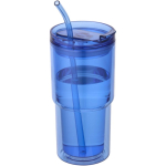 Gobelet double paroi 480 ml avec couvercle rotatif et paille couleur bleu roi