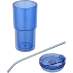 Gobelet double paroi 480 ml avec couvercle rotatif et paille couleur bleu roi deuxième vue