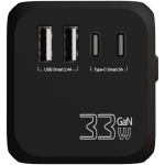Adaptateur voyage personnalisable charge rapide GaN 33 W couleur noir deuxième vue arrière