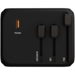 Adaptateur voyage personnalisable charge rapide GaN 33 W couleur noir vue latérale