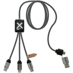 Câble de charge 3-en-1 avec logos lumineux SCX.design couleur noir