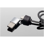 Câble de charge 3-en-1 avec logos lumineux SCX.design couleur noir vue détail 3