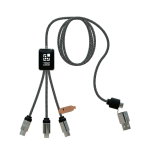 Câble de charge 3-en-1 avec logos lumineux SCX.design avec zone d'impression