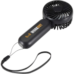 Ventilateur portable rechargeable 3 vitesses avec USB-C couleur noir vue avec impression sérigraphique