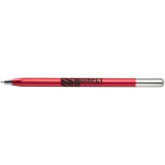 Stylo aluminium recyclé à rotation avec encre noire couleur rouge vue avec logo