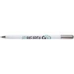 Stylo aluminium recyclé à rotation avec encre noire couleur blanc vue avec logo