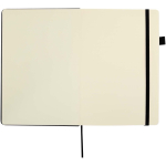 Carnet A5 rigide cuir synthétique ligné JournalBooks couleur noir troisième vue frontale