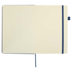 Carnet A5 rigide cuir synthétique ligné JournalBooks couleur bleu marine troisième vue frontale