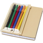 Set carnet B6 avec feutres et poche transparente intégrée couleur naturel