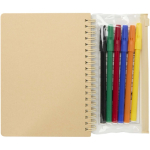 Set carnet B6 avec feutres et poche transparente intégrée couleur naturel deuxième vue arrière