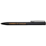 Stylo alu recyclé à mécanisme rotatif avec encre bleue couleur noir vue avec impression sérigraphique