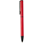 Stylo alu recyclé à mécanisme rotatif avec encre bleue couleur rouge vue latérale