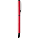 Stylo alu recyclé à mécanisme rotatif avec encre bleue couleur rouge deuxième vue latérale