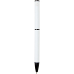 Stylo alu recyclé à mécanisme rotatif avec encre bleue couleur blanc deuxième vue arrière