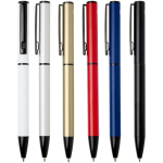 Stylo alu recyclé à mécanisme rotatif avec encre bleue couleur blanc deuxième vue en couleurs
