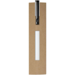 Stylo alu recyclé à mécanisme rotatif avec encre bleue couleur blanc deuxième vue avec boîte