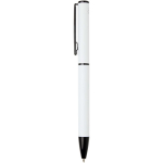 Stylo alu recyclé à mécanisme rotatif avec encre bleue couleur blanc vue latérale