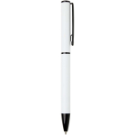 Stylo alu recyclé à mécanisme rotatif avec encre bleue couleur blanc deuxième vue latérale