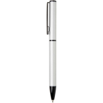 Stylo alu recyclé à mécanisme rotatif avec encre bleue couleur argenté vue latérale