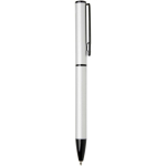Stylo alu recyclé à mécanisme rotatif avec encre bleue couleur argenté deuxième vue latérale