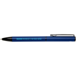Stylo alu recyclé à mécanisme rotatif avec encre bleue couleur bleu marine vue avec impression sérigraphique