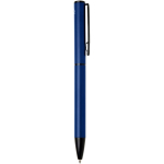 Stylo alu recyclé à mécanisme rotatif avec encre bleue couleur bleu marine deuxième vue latérale