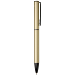Stylo alu recyclé à mécanisme rotatif avec encre bleue couleur doré deuxième vue latérale