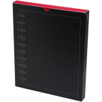 Agenda avec couverture en cuir synthétique et système à disques couleur noir deuxième vue avec boîte