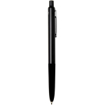 Stylo en aluminium recyclé et grip gomme douce, encre bleue couleur noir deuxième vue latérale