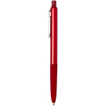 Stylo en aluminium recyclé et grip gomme douce, encre bleue couleur rouge vue latérale