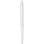 Stylo en aluminium recyclé et grip gomme douce, encre bleue couleur blanc deuxième vue arrière