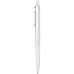 Stylo en aluminium recyclé et grip gomme douce, encre bleue couleur blanc vue latérale
