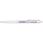 Stylo en aluminium recyclé et grip gomme douce, encre bleue couleur blanc