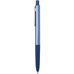 Stylo en aluminium recyclé et grip gomme douce, encre bleue couleur bleu marine vue latérale