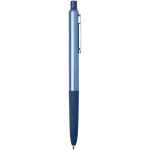 Stylo en aluminium recyclé et grip gomme douce, encre bleue couleur bleu marine deuxième vue latérale