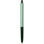 Stylo en aluminium recyclé et grip gomme douce, encre bleue couleur vert chiné deuxième vue arrière