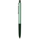 Stylo en aluminium recyclé et grip gomme douce, encre bleue couleur vert chiné vue latérale