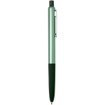 Stylo en aluminium recyclé et grip gomme douce, encre bleue couleur vert chiné deuxième vue latérale
