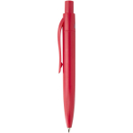 Mini stylo en plastique recyclé RCS avec encre bleue couleur rouge vue latérale